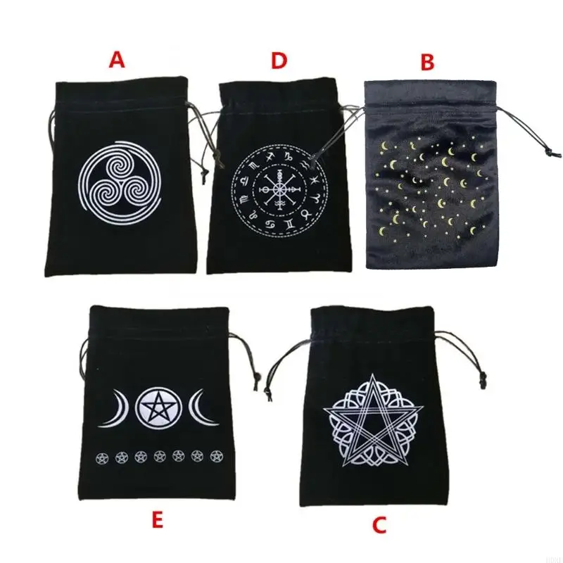 H0XE Tarot Pad Dowsing Board Divination Metaphysical Altar Tarot Game Supplies Accessaries Flannel Drawstring Storage Bag