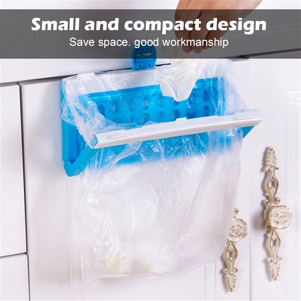 Plastic Garbage Bag Rack Kitchen Garbage Bag Storage Rack Folding Garbage Shelf Bag Fixing Bracket Hanging Trash Rubbish Storage