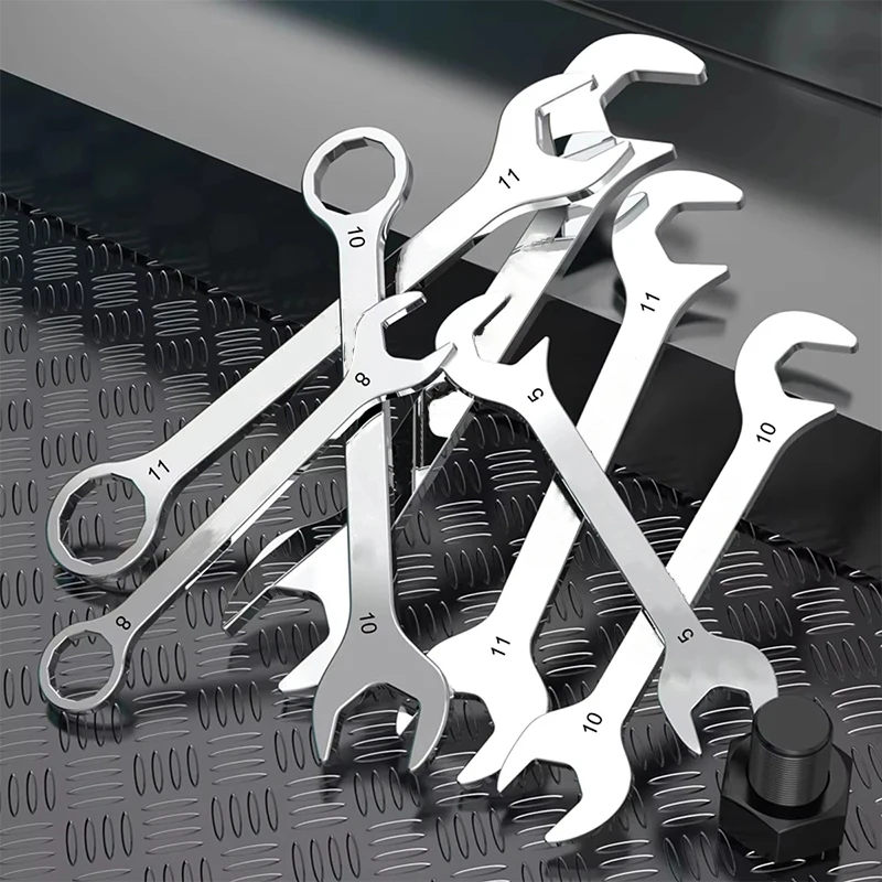 

Mini Thin Double Open-End Wrench Set 5mm-11mm 4.5-11mm Stainless Steel Dual-Purpose Auto Repair Tool for Household Use