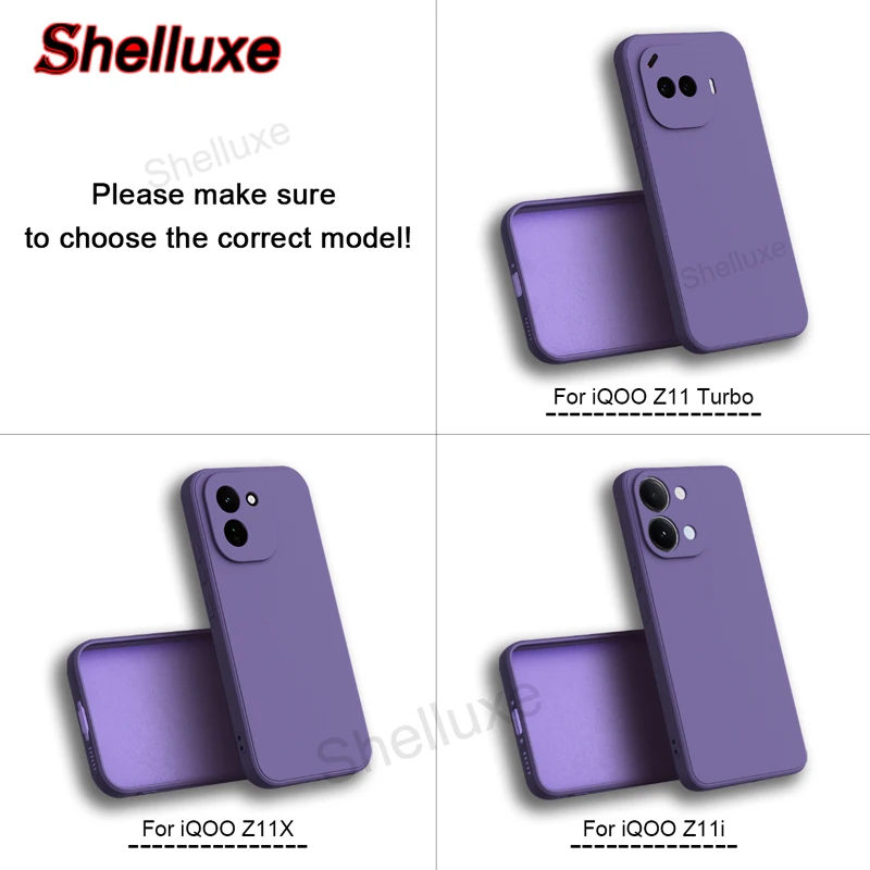 Funda original de silicona líquida Shelluxe Square para VIVO iQOO Z11 Z10 Z9 Turbo Pro Z11x Z10x, tacto sedoso global 3