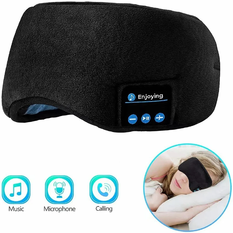 Washable Sleeping Bluetooth Headphone  Wireless Bluetooth 5.0 Earphone Sleep Soft eyes mask Handsfree Stereo Headset with Mic