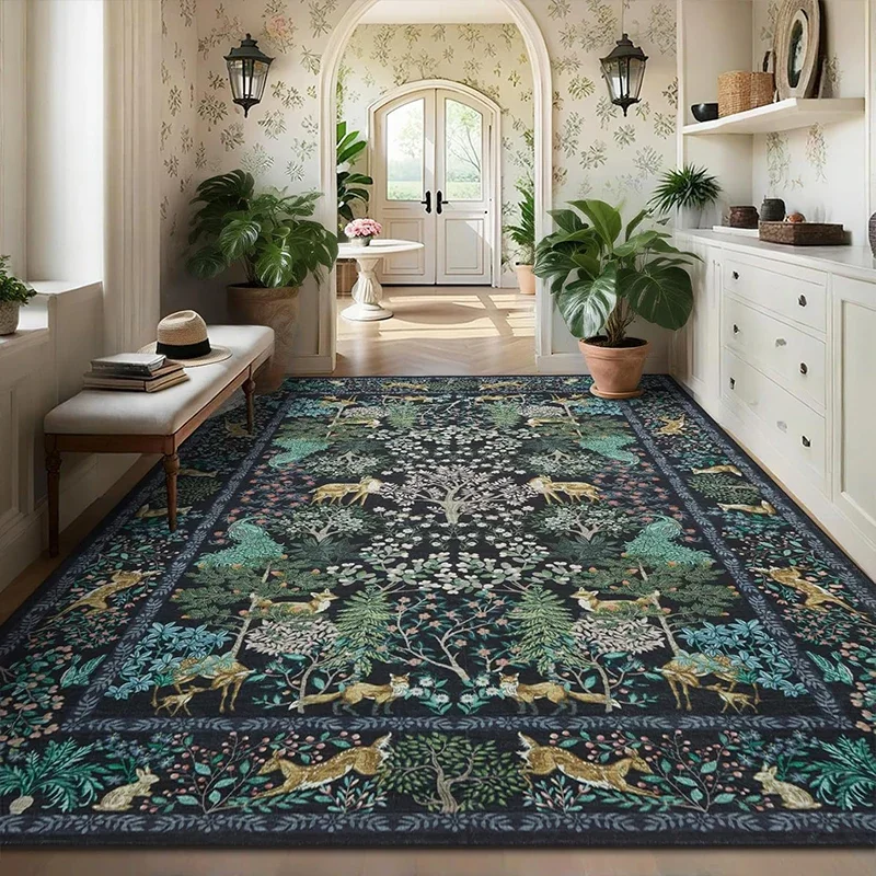 Living Room Carpet Large Size Soft Comfortable Floor Mat Non-slip Machine Washable Green Jungle Animal Print Rug Home Decor Mats