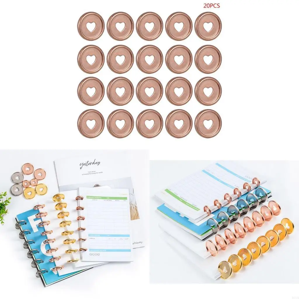 M5TB 20pcs 35mm Heart Binder Rings Mushroom Hole Loose Notebook Notepad Binding Plastic Disc Buckle Hoop DIY