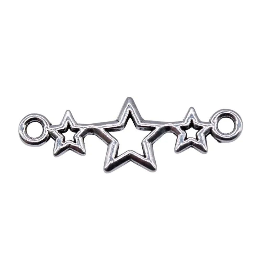 20Pcs Silver Multiple Star Connector Charms shooting star pendant Silver Tone stars Charms DIY Necklace jewelry 25x9mm