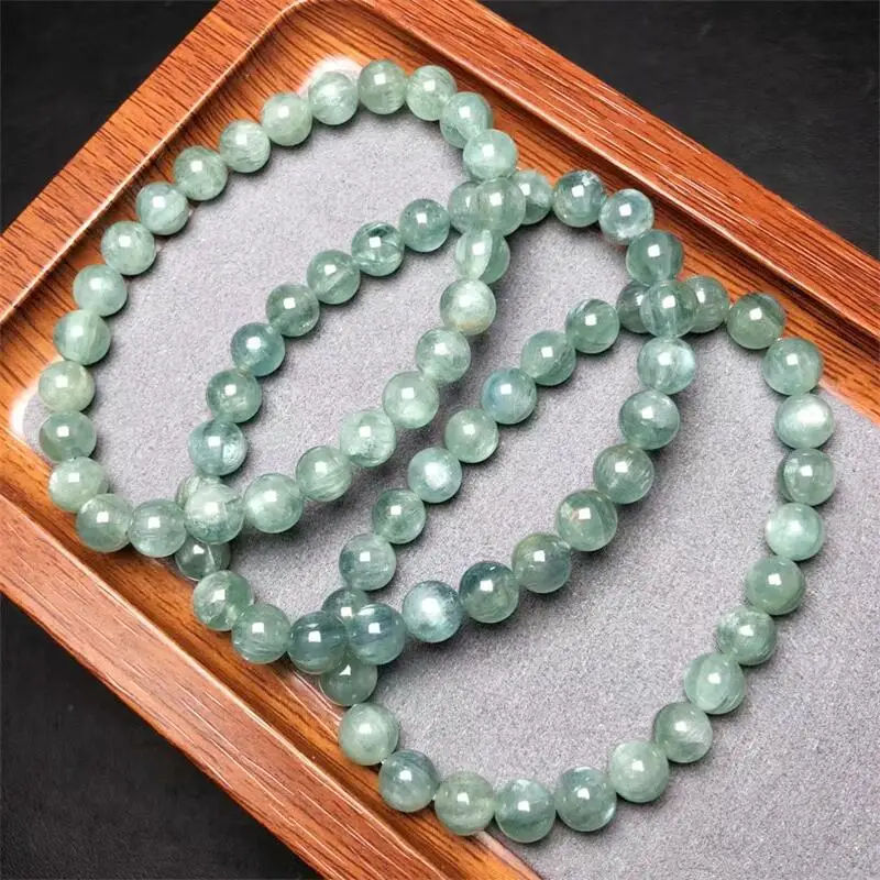 7MM Natural Green Kyanite Bracelet Women Fashion Round Stone Elegant Healing Strand Bangles Wristband Gift 1PCS