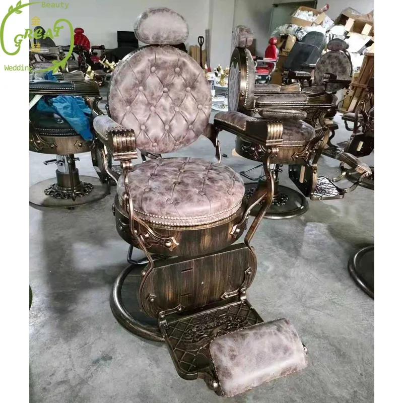 High Quality Brown Barbershop Styling Chair PU Leather Hairdressing Chair Price For Men