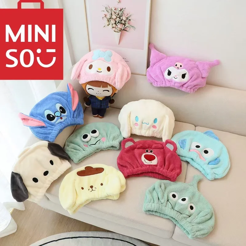 Sanrio Lovely Hair Towel Kuromi My Melody Pochacco Stitch Dry hair cap Cartoon Anime Coral Fleece Quick-Dry Bathroom