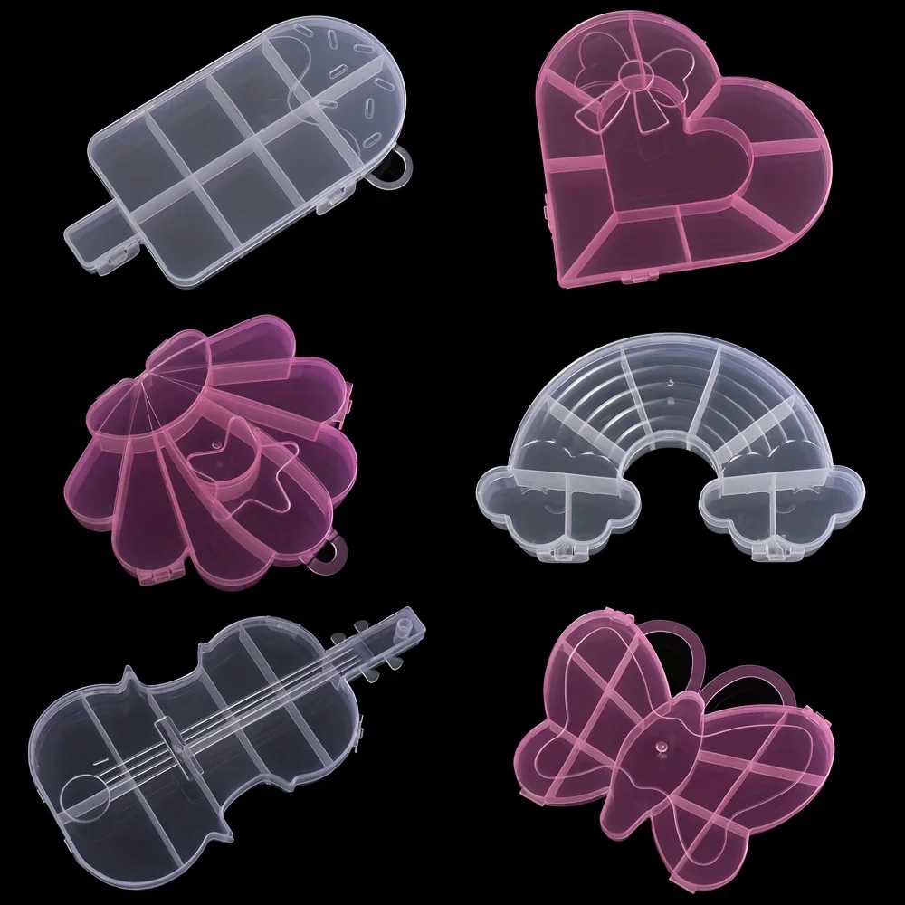 

1pc Clear Plastic Multi Shape Storage Box Heart Butterfly Shaped Organizer for Bracelet Rings Nail Beading Storage Display