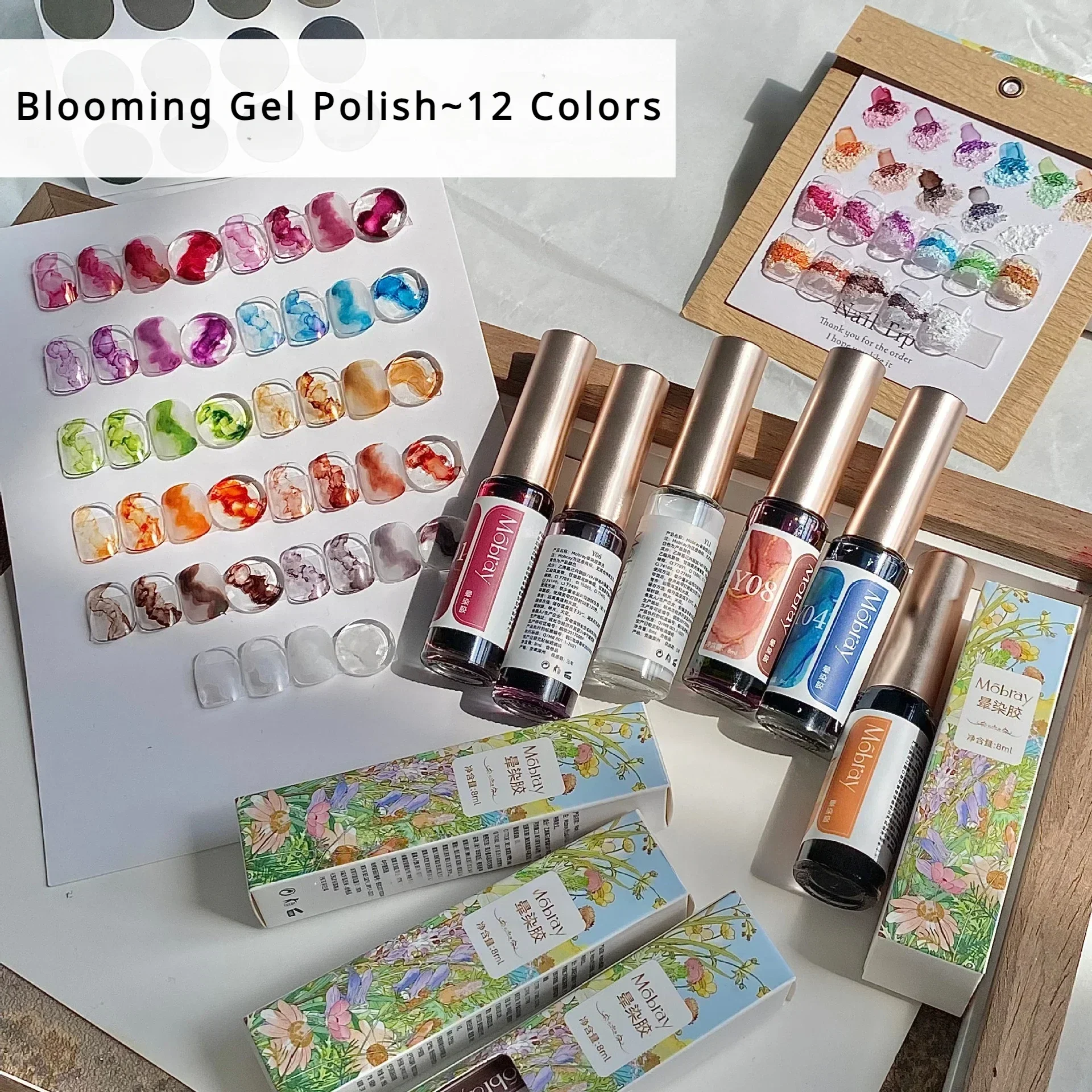 Blooming Nail Polish Marble Nail Ink Tint Gel Watercolor Ink Nail Art Blossom Gel Polish Semi Permanent Soak Off UV Gel Varnish