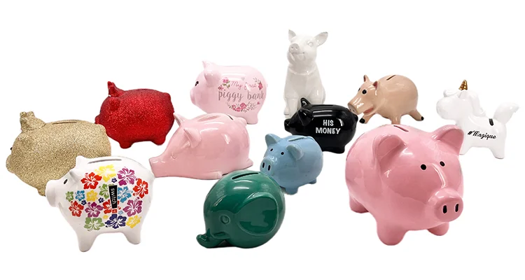 Custom Cute Ceramic Bear-Shaped Piggy Bank Coin Bank  Money Saving Box