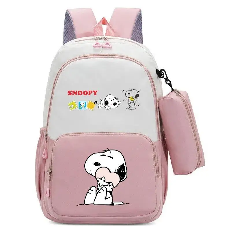 Snoopy Cartoon Backpack Pencil Case Portable Large Capacity Student Stationery Storage Bag Cute Multifunctional Zipper