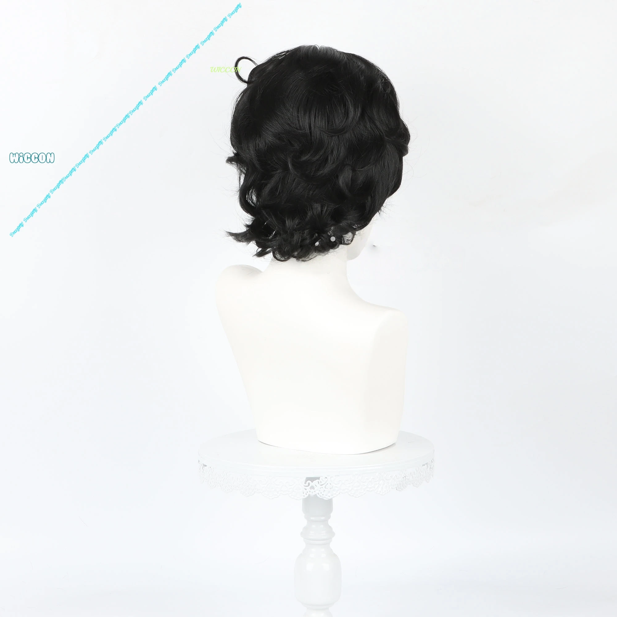 Men's Pierrot Jester Harlequin White Short Wig Heat Resistant Synthetic Cosplay Hair for Circus Halloween Roleplay view 5
