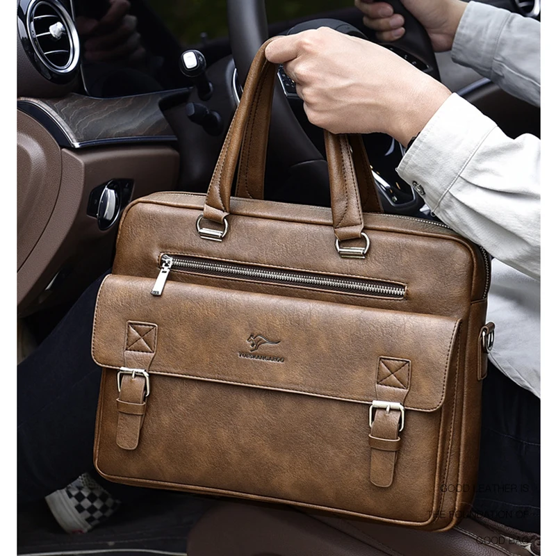 Briefcase for Man Leather Tote Handbag 15 Inch Laptop Computer Shoulder Cross Office Business Messenger Crossbody Side Bag Male