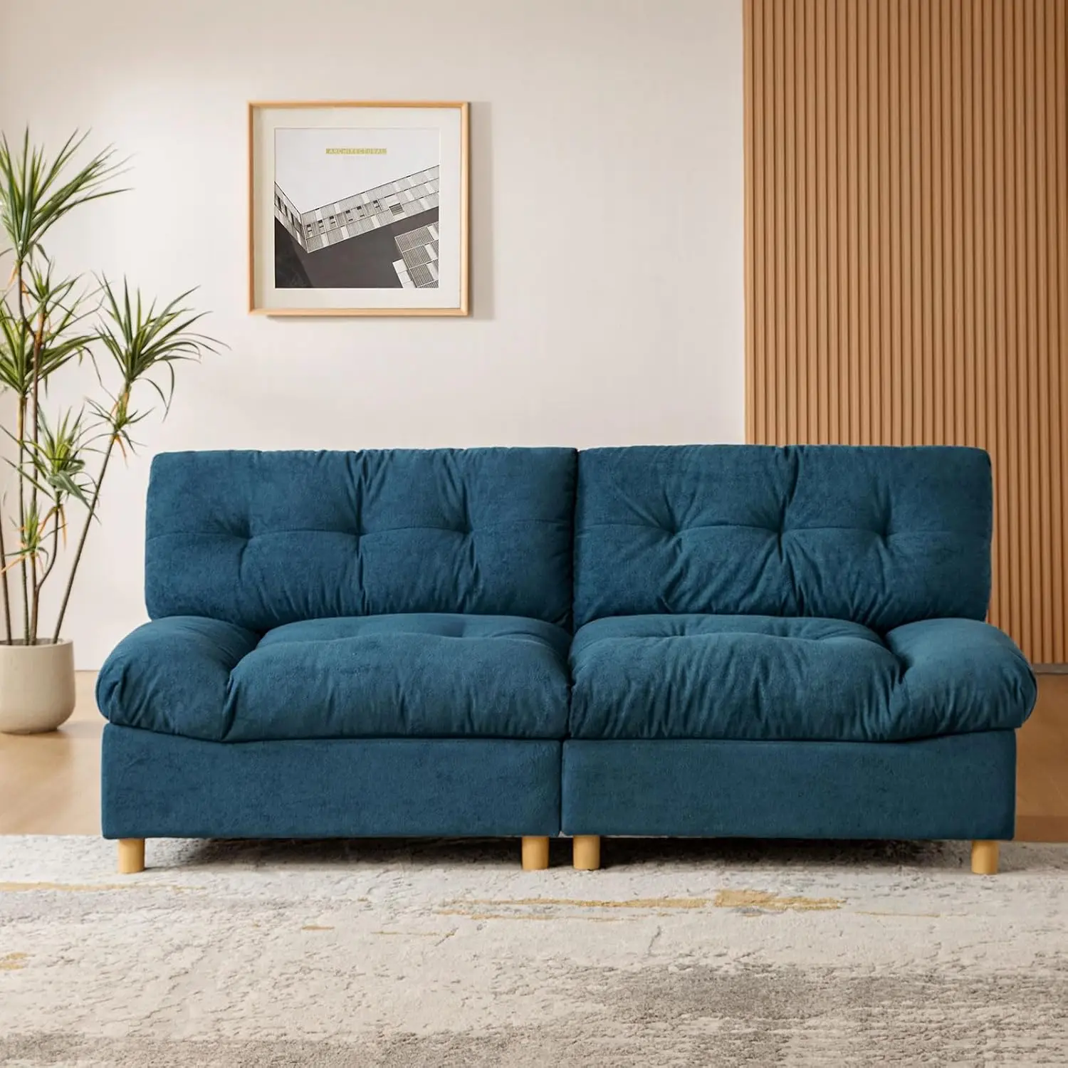 

81'' Modern Cloud Couch, Overstuffed Chenille Loveseat Sofa with USB & Type C, Pillow-Designed Armrest, Tufted Thick Cushion