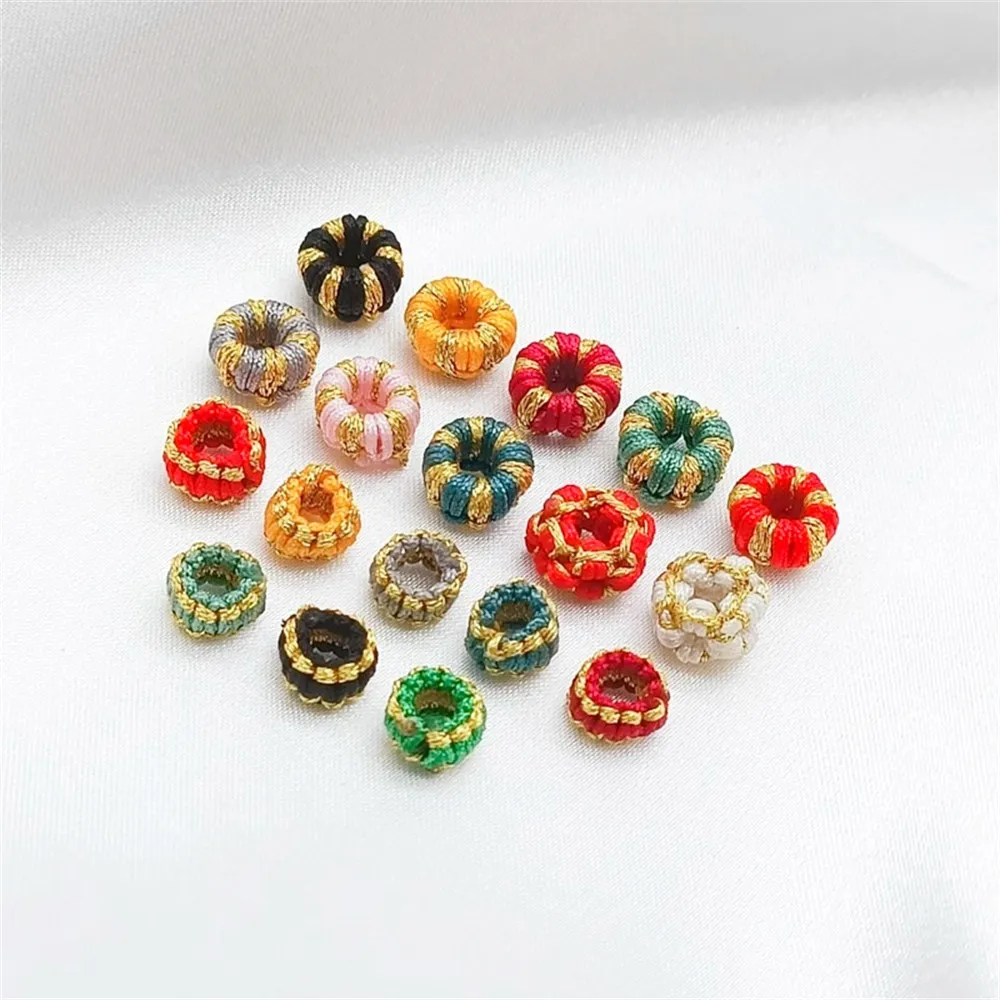 

Hand-woven Multi-color Spacer Rings Fixed Rings String Knots Flat Knot Coils DIY Handcrafted Tassel Jewelry Spacer Bead Accessor