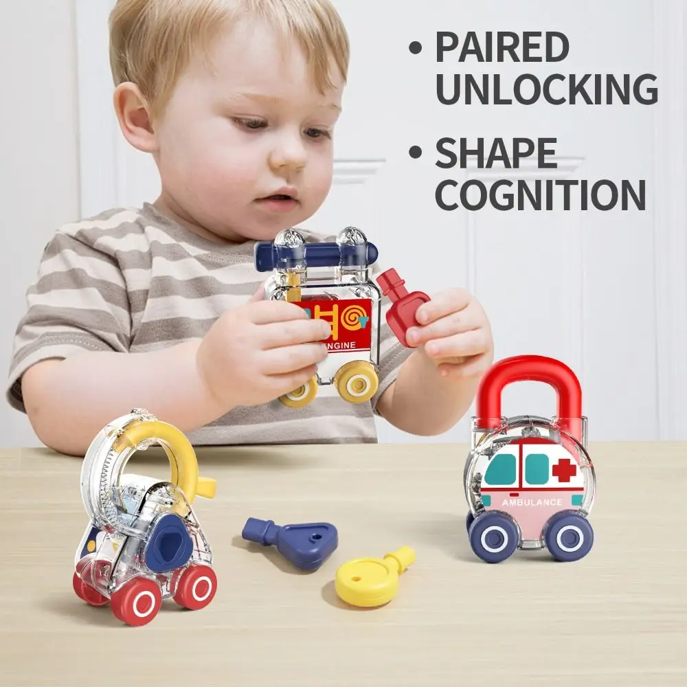 Lock with Keys Car Unlocking Game Montessori Sensory Keys Car Toy Colorful Number Matching Keys Matching Toy Children