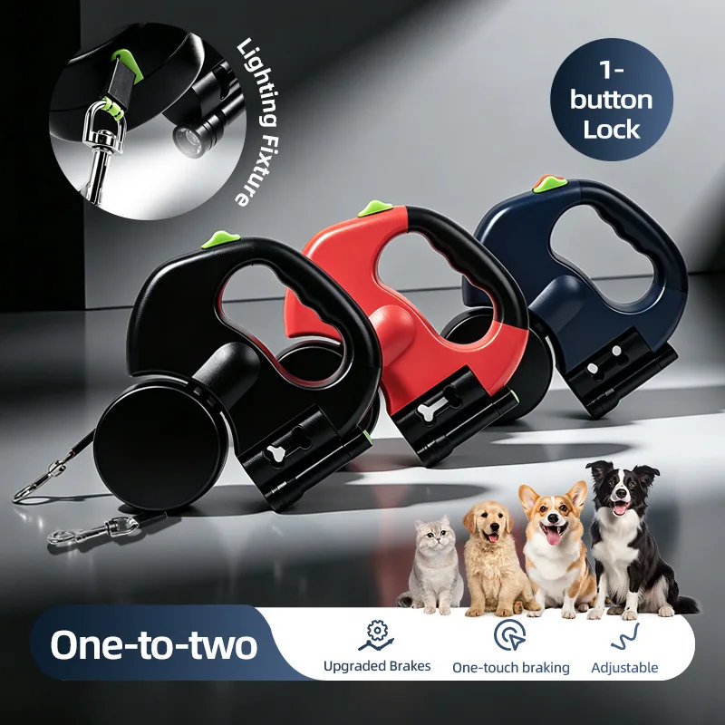 

New Retractable Double Head Dog Leash Anti-Tangle Traction Belt Outdoor Pet Walking Rope for Medium Size Dogs Pet Supplies