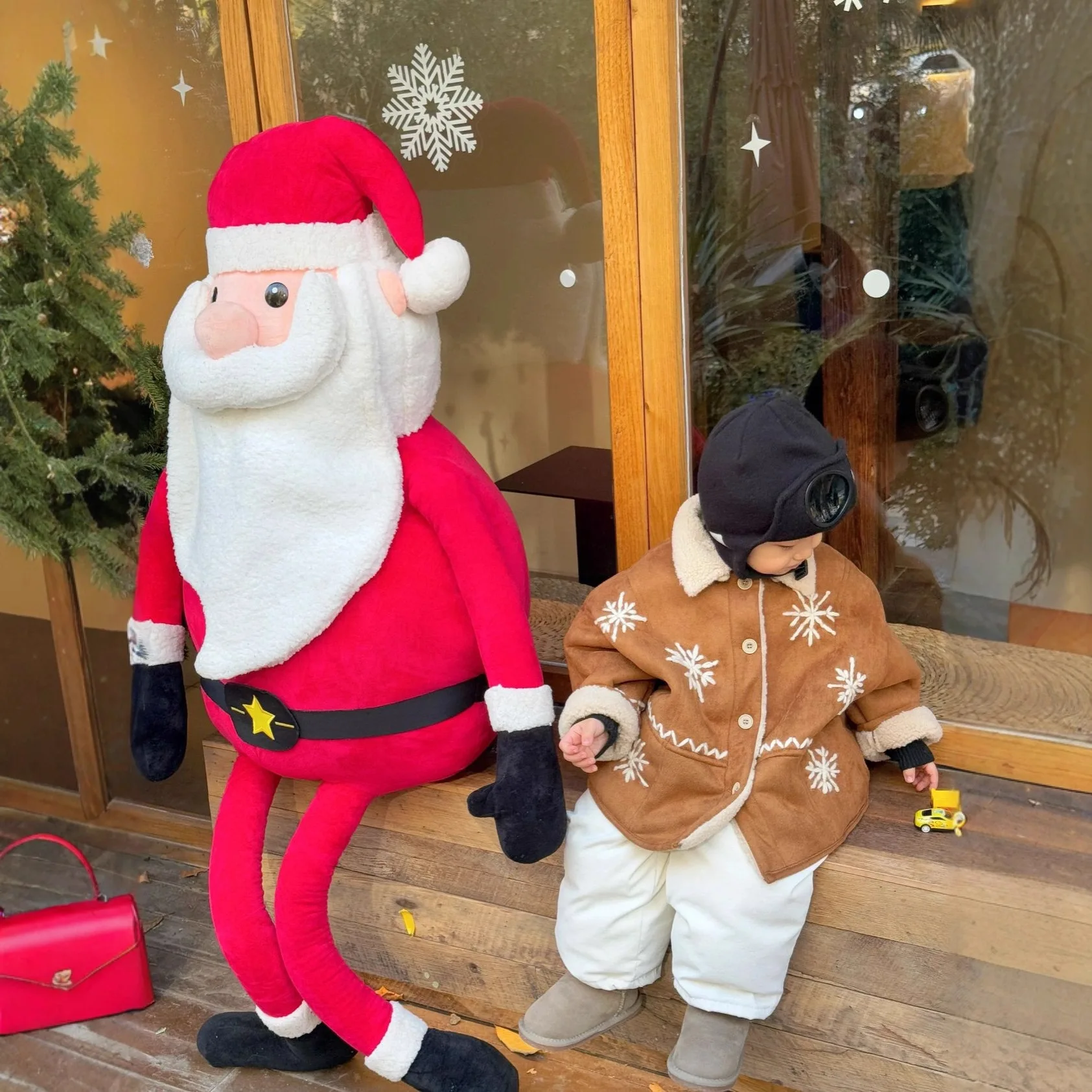Korean Christmas Deerskin Coat Winter Heavy Snowflake Embroidery Warm Thickened Fur Integrated Jacket