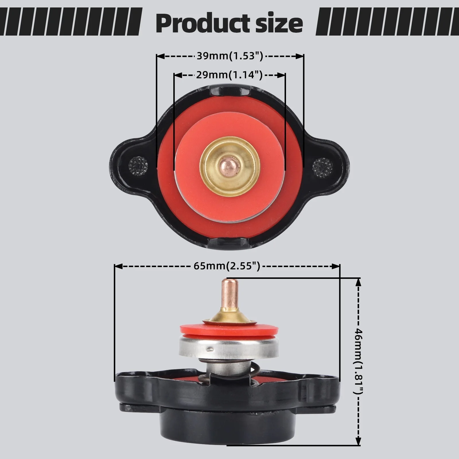 Universal Car Motorcycle Thermo Radiator Cap 0.9 ~ 1.8 Bar 25.6psi Tank Cover Water Temperature Gauge
