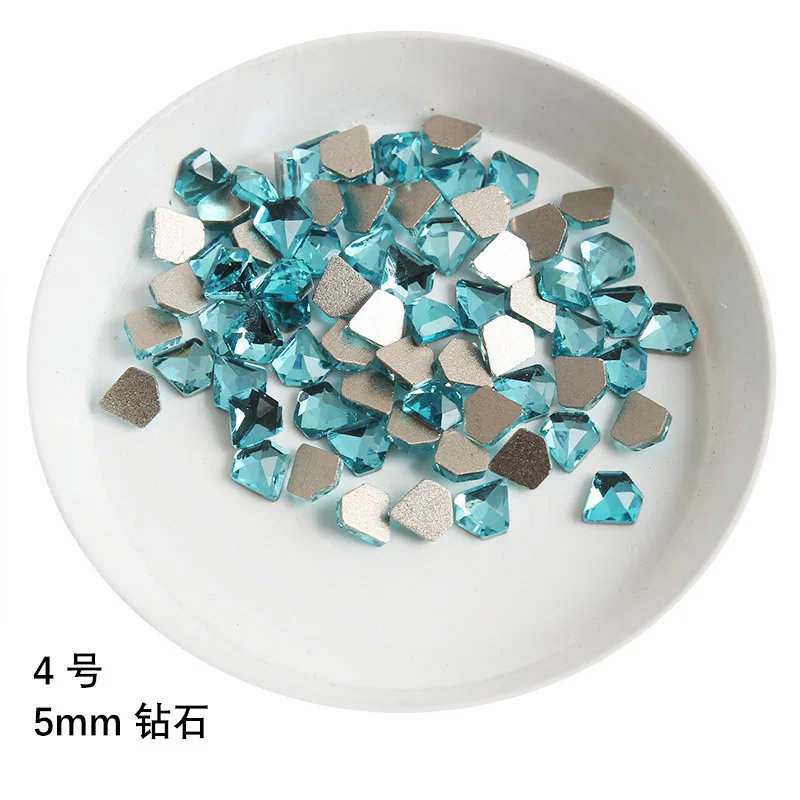 wholesale Lake blue multi style Flat Back Nail Rhinestone  Special Shaped Crystals Art Stones 3D Personalized Decoration
