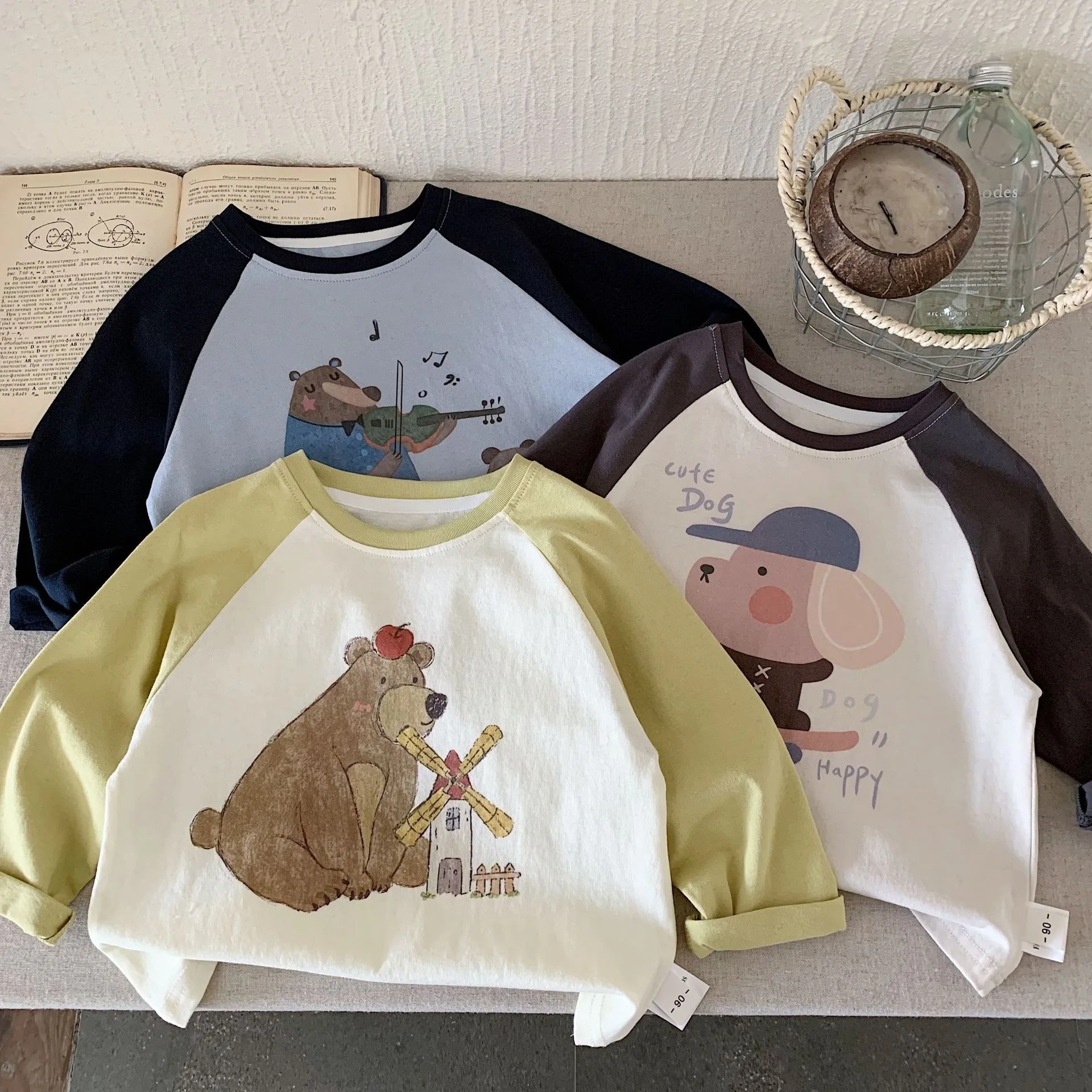 

2025 Autumn New Children Long Sleeve T Shirts Boys Girls Cute Cartoon Animal Print T Shirts Kids Casual Tops Baby Cotton Tee