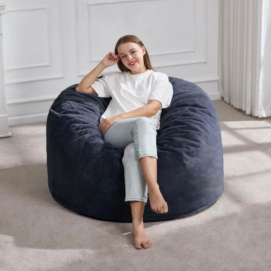 

3ft Bean Bag Chairs for Adults Large Beanbag Chair with Plush Faux Fur Cover Big Bean Bag Chair for Living Room Bedroom Dorm Off