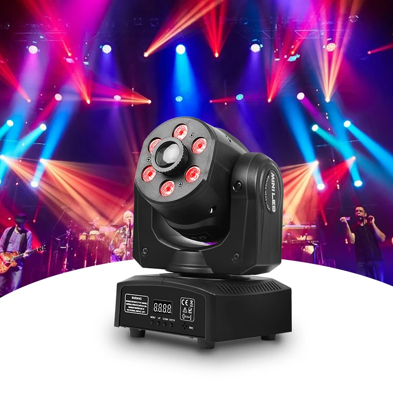 

LED Moving Head Light RGBW 7 Gobos 6 Colors Spot Wash Spotlight 100W DMX For DJ Disco Party Projector Disco Lights KTV Show