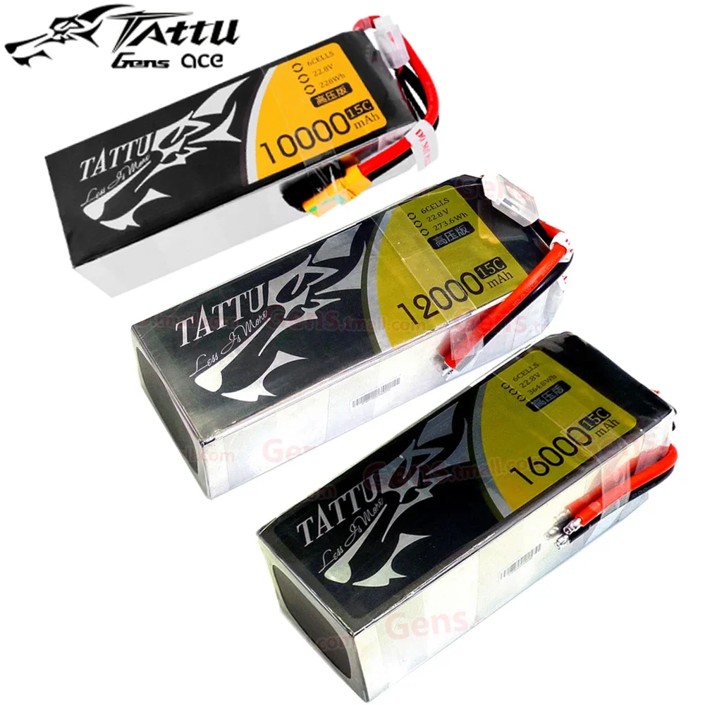 Tattu UAV HV Lipo Battery 6S 10000mAh 12000mAh 16000mAh 22.8V 15C 148Wh for Large Model Aircraft Experimental Robots Dynamics