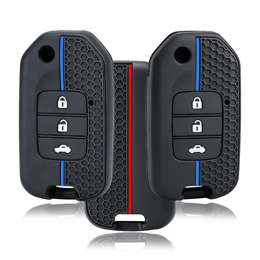 Silicone Car Smart Key Case Cover Fob Protection Shell Holder For Honda 2016 2017 CRV Pilot Accord Civic Auto Key Accessories