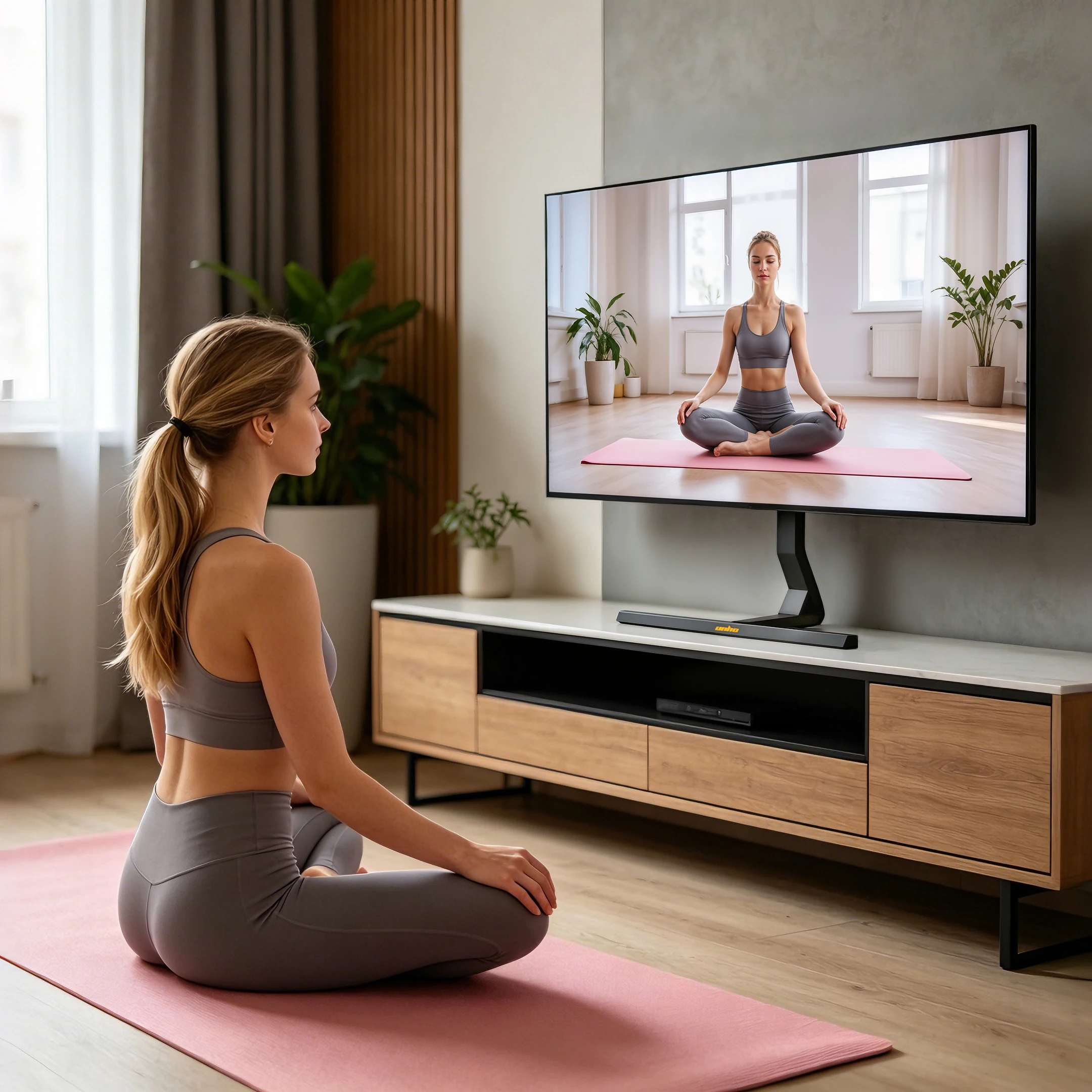 Adjustable Height Swivel Desktop TV Stand for 40 to 75 Inch TVs with 45 Degree Swivel for Enhanced Viewing Flexibility