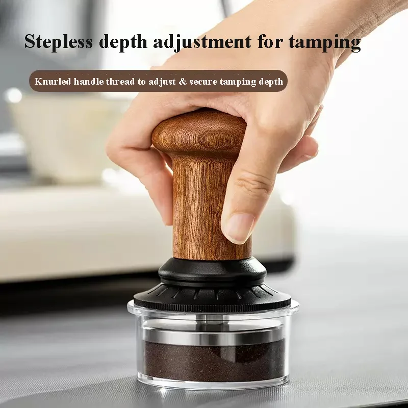 30lb Co Pressure Coffee Tamper for 51/53/58mm Espresso Portafilter Adjustable Depth Coffee Tamping Hammer