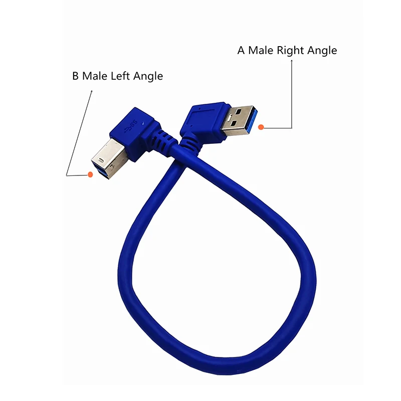 1 قطعة 90 درجة بزاوية USB 3.0 ذكر AM إلى USB 3.0 B نوع ذكر BM USB3.0 كابل للطابعة الماسح الضوئي HDD #5