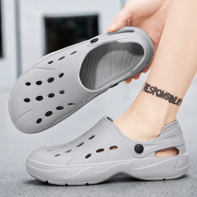 크로스 바운더리 플러스 사이즈 부드러운 밑창 연인 착용, 미끄럼 방지, 새로운 스타일, 두꺼운 밑창 스포츠 크록스 및 바오터우 정원 샌들, 운전