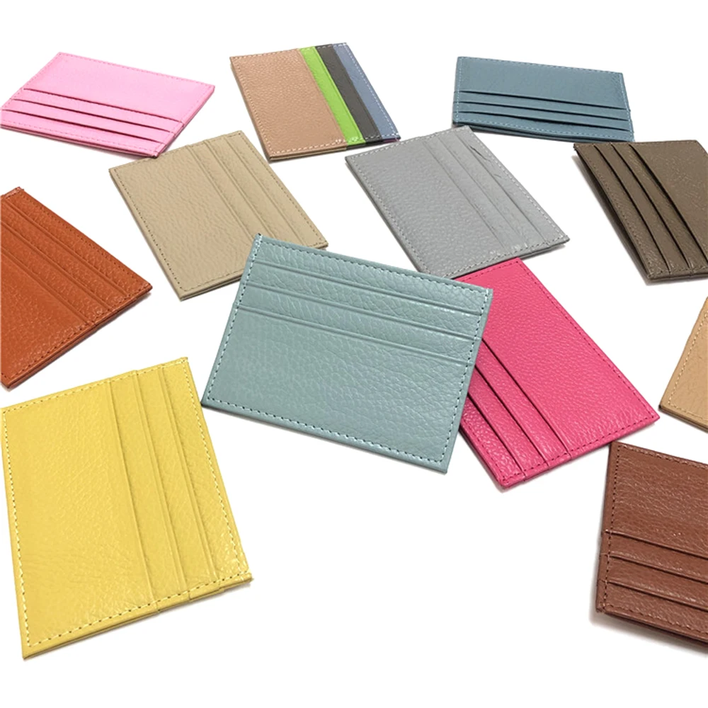 100% Genuine Cow Leather ID Card Holder Fashion Business Classic Bank Credit Card Sleeve Gift Slim Multi Men Women Card Case