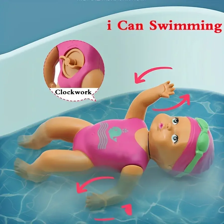 Fun swimming doll simulation wind-up doll model children's bathing and bathing bathroom toys