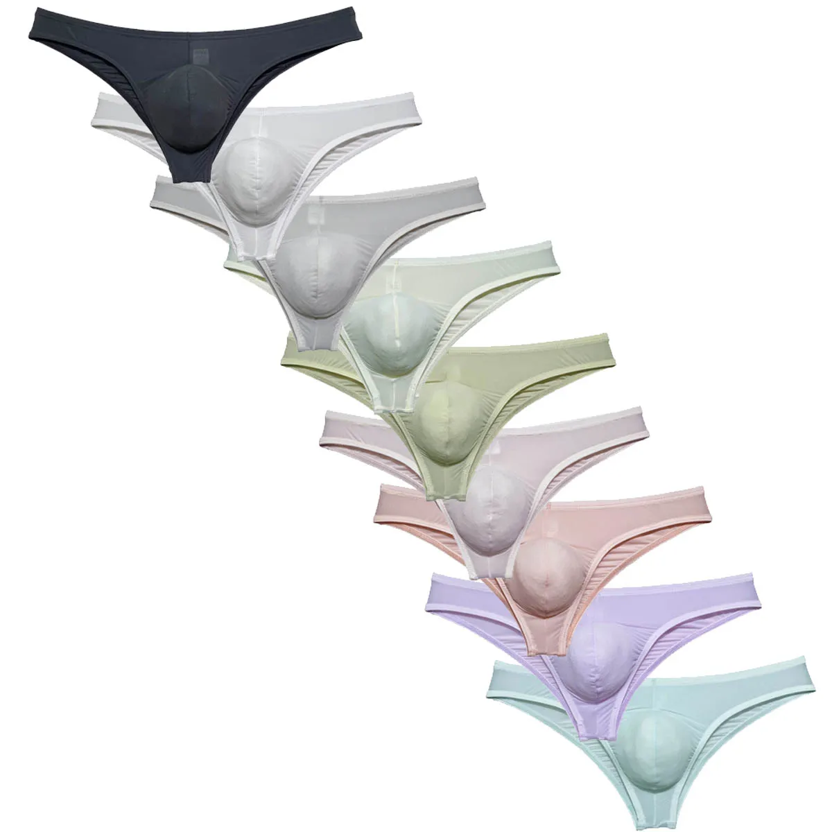 

Cheeky Men's Briefs Ice Slik Underwear Sexy Bulge Pouch Thong Triangle Tangas Ultrathin Bikini Underpants Sissy Panties for Men