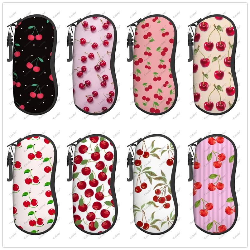 cherry fruit Glasses Case Printed Travel Zipper Sunglasses Bag Pattern Classic Men's and Women's Storage Glasses Bag