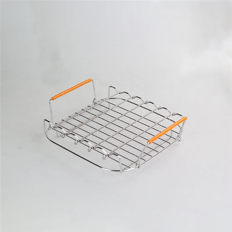 Stainless Steel AirFryer Grill Rack 8 Inch Versatile Square Roasting Grill with Skewers Baking Tray AirFryers Holder image 6
