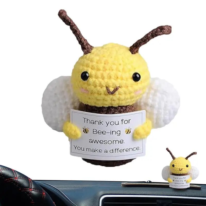 Crochet Positive Energy Bee Hand-woven Dolls Pocket Handmade Knitting Doll Desktop Ornament Home Hand-woven Room Decoration