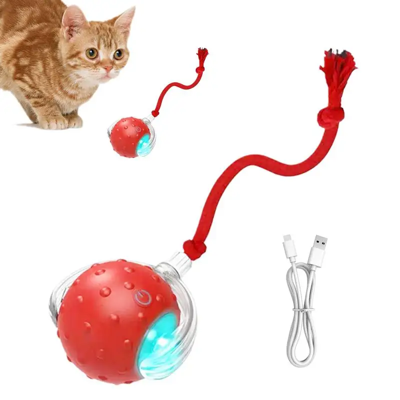 Interactive Cat Toy Ball Chirping Lighted Cat Ball Dog Toy Agile Moving Cat Balls Automatic Cat/Kitten Relaxing Toys For Bored