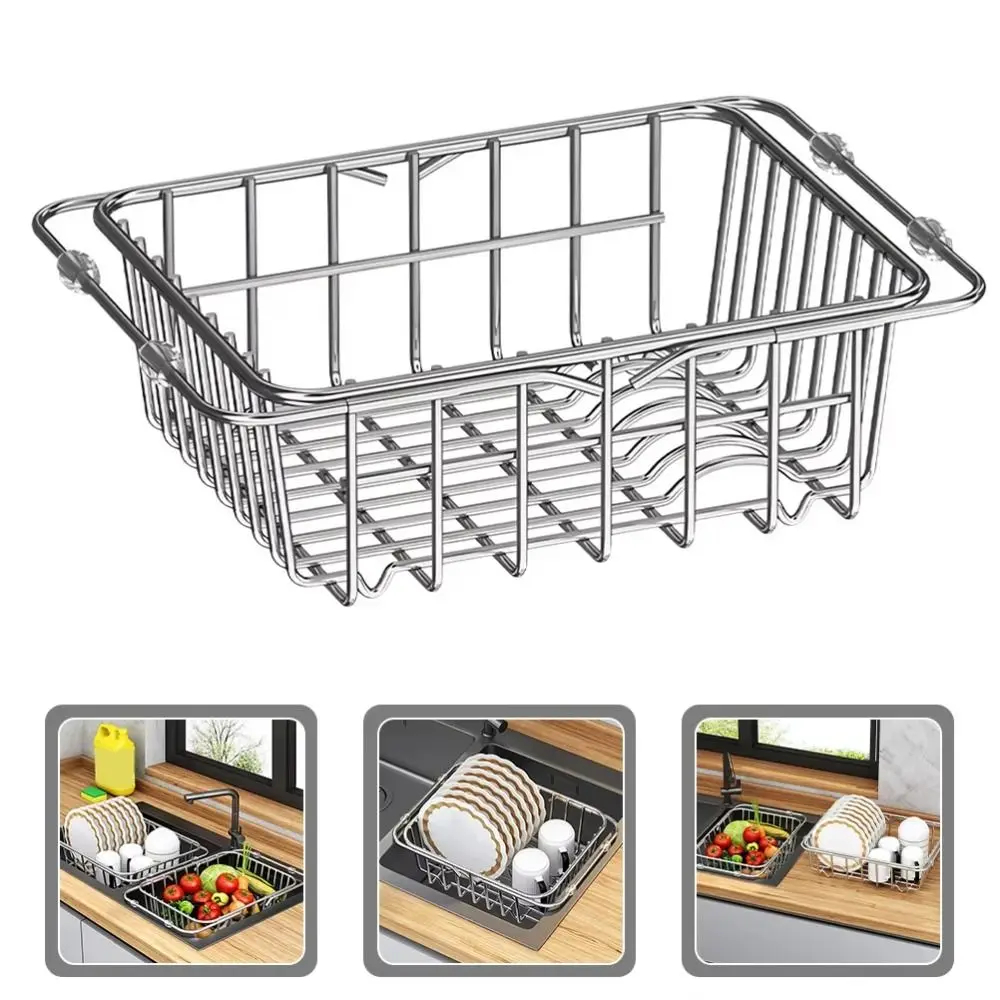 

304 Stainless Steel Stainless Steel Dish Drying Rack Large Capacity Rustproof Layer Kitchen Sink Dish Drainer Multi-Functional