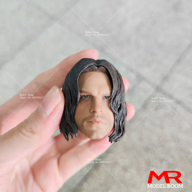 1/6 Scale Bucky Sebastian Stan Head Sculpt PVC Male Head Carving Model Fit 12'' Soldier Action Figure Body Dolls