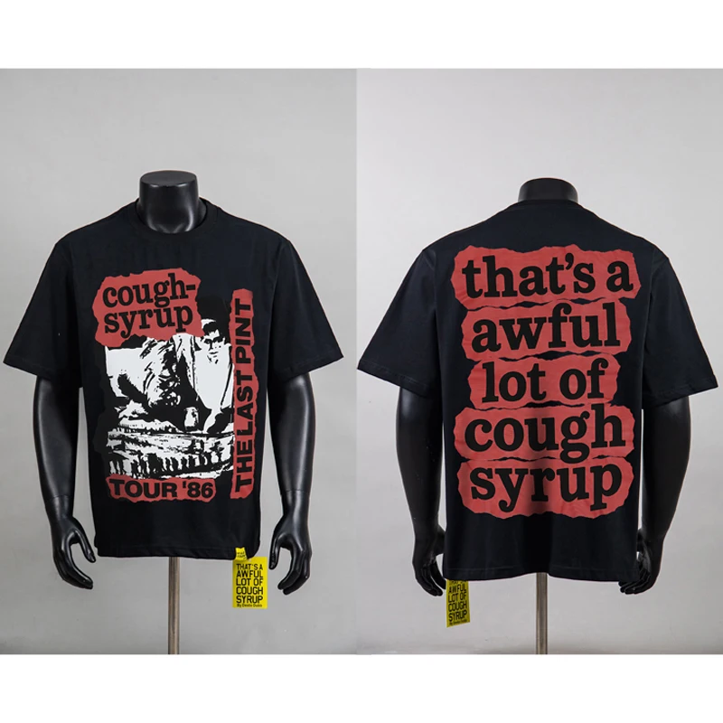 Camiseta de la marca estadounidense de ropa de hip-hop, de excelente calidad, con el estampado «That’s A Awful Lot of Cough Syrup», cuello redondo, versátil y de manga corta.