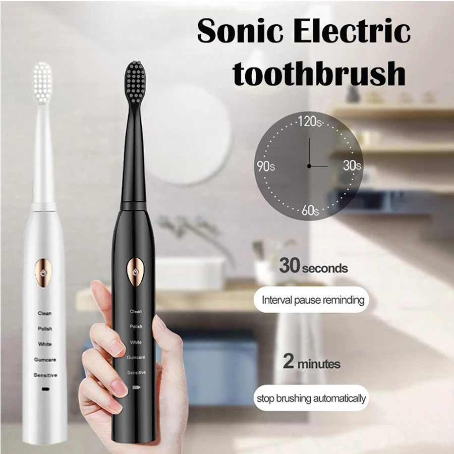 Sonic Electric Toothbrush 5-gear Mode USB Charging 4 colors IPX7 Waterproof Ultrasonic Rechargeable Soft Hair Adult Toothbrush