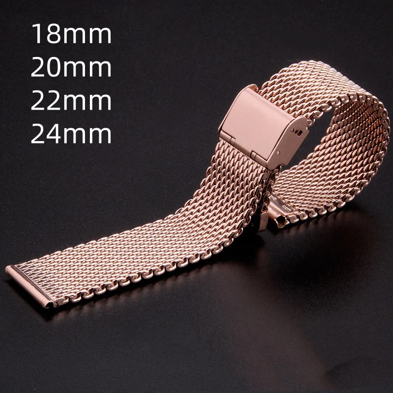 18/20/22/24mm Universal wristband Folding buckle 304 Stainless steel watch strap for Huaweui Samsung SEIKO Tissot Longines