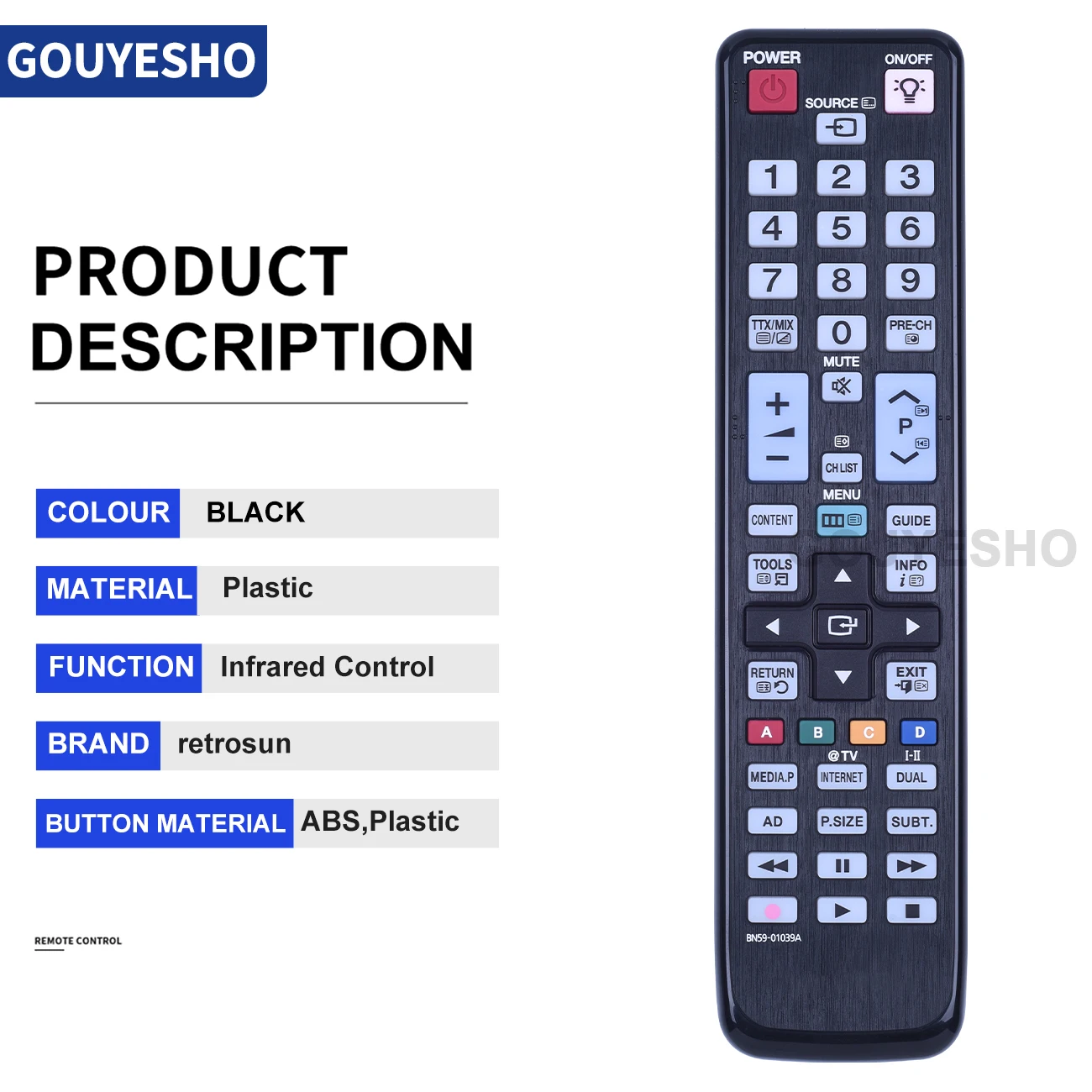 New For Samsung BN59-01039A Replacement TV Remote Control UE40C5100QWXXU