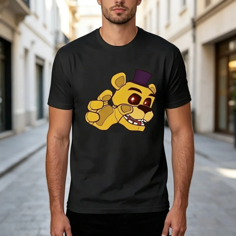 Camiseta con gráfico del juego de terror Five Nights At Freddy's FNAF, camiseta Golden Freddy Vibe Check, estilo vintage informal para hombre y mujer, 100% algodón