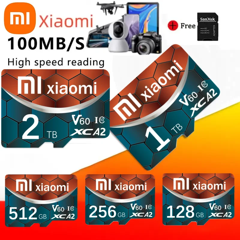 

Xiaomi 2TB Micro SD Card Высокоскоростная SD-карта памяти 128 ГБ 256 ГБ 512 ГБ MicroSD C10 TF флэш-карта для телефона Xiaomi, камеры, настольного ПК