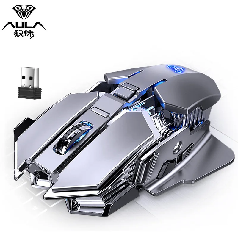 Imagem -05 - Mouse sem Fio para Jogos 2.4g Rgb Iluminação Legal Forma Mecânica de Metal Ultra Silencioso E-sports Aula-sc300