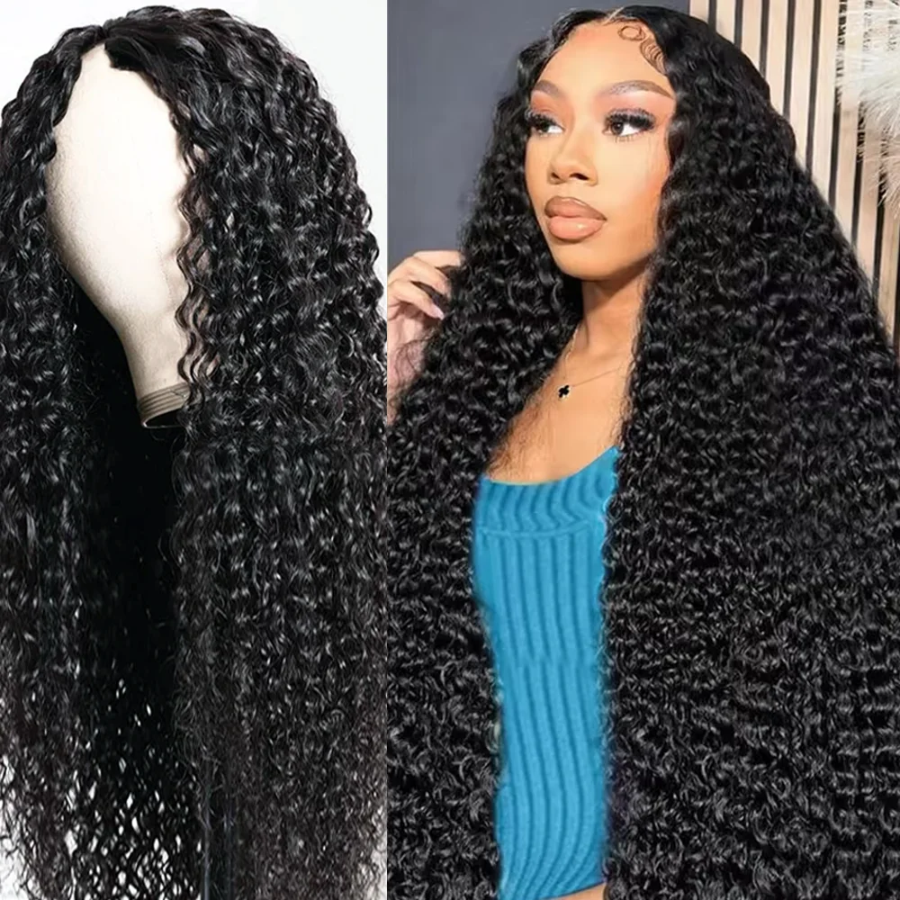 16-32 بوصة طويلة مجعد الخامس جزء الشعر البشري البرازيلي عذراء 100% باروكة من شعر طبيعي موجة عميقة مجعد الخامس شكل خصلات الشعر المستعار الإنسان للنساء